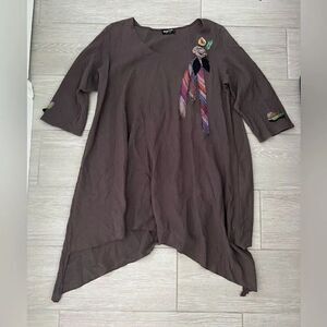 Lee Andersen Harper Tunic Brown size large made in USA EUC